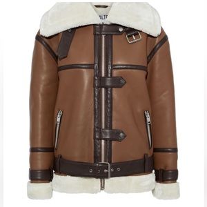 Walter Baker 100% lambskin shearling belted jacket M